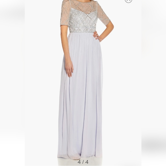 Adrianna Papell Beaded Mesh Chiffon Gown - Picture 1 of 4